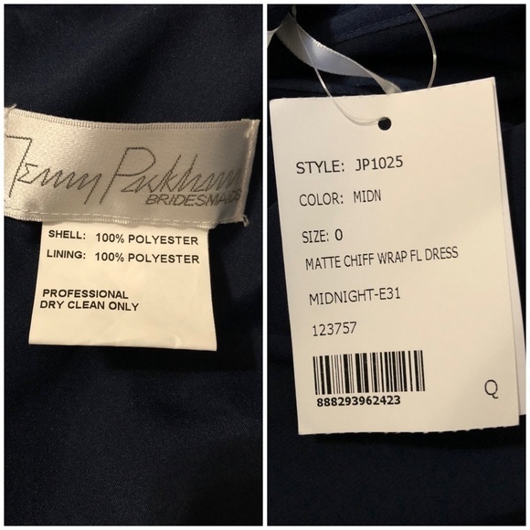 NWT JENNY PACKHAM Chiffon Wrap Gown in Midnight Size 0 - Picture 5 of 5